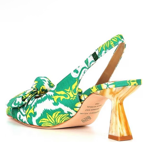 ANTONIO MELANI Lenore Royal Palm Print Bow Slingback Pumps - Picture 2 of 10